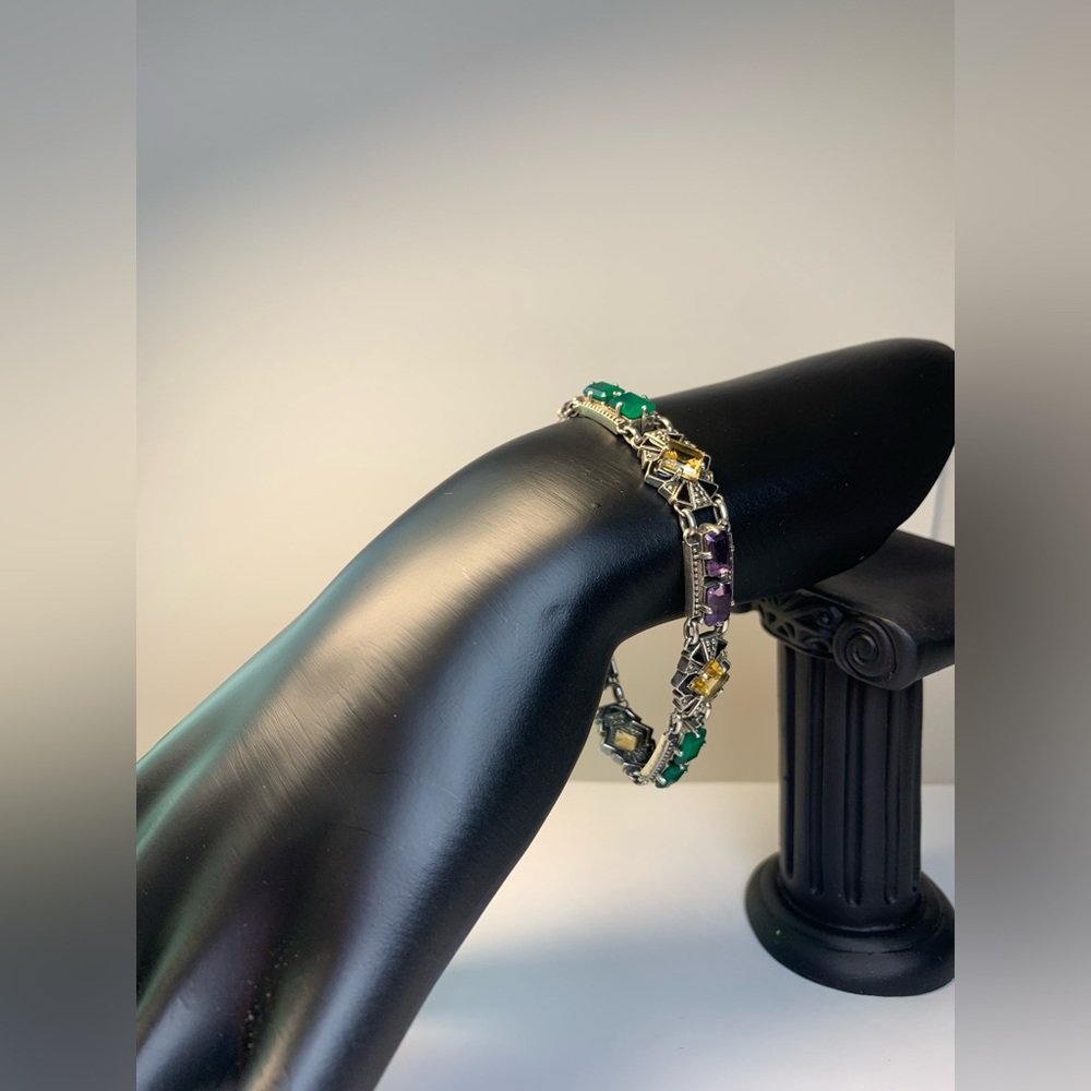 Nicky Butler Rare Sterling w/Faceted Citrine, Amethyst Green Chalcedony Bracelet - Picture 2 of 15